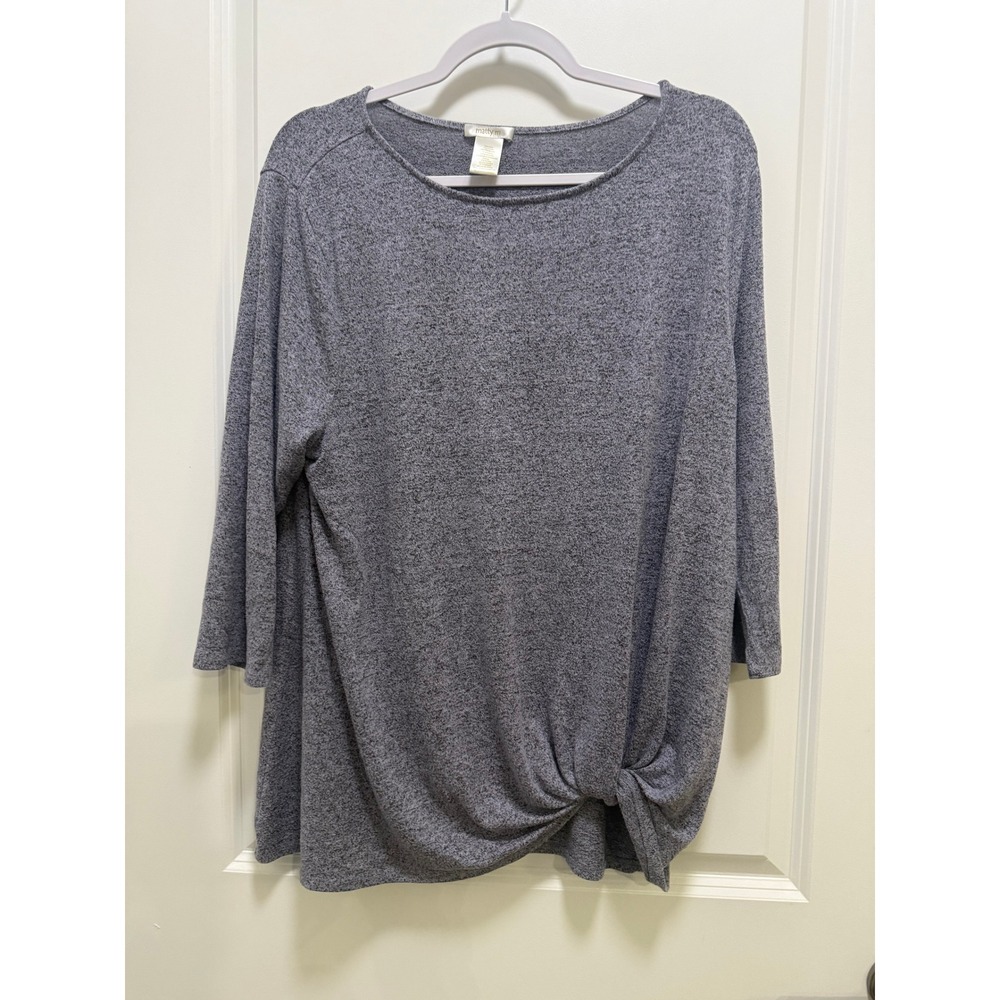 Matty M Womens Heather Grey Side Knot 3/4 Sleeve Knit Top XL MK7113-3265CUS